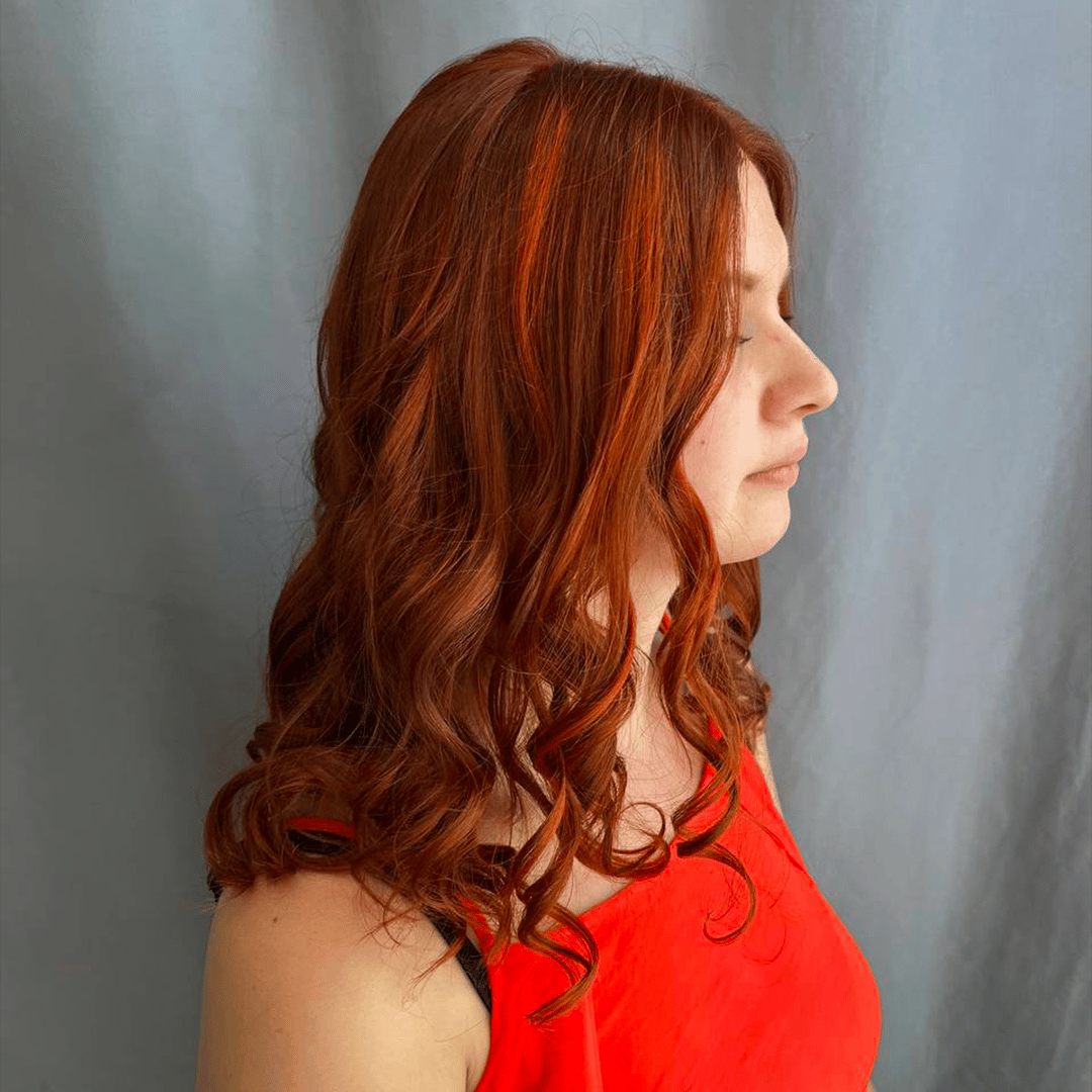 colorazione rossa, capello mosso, Khromia